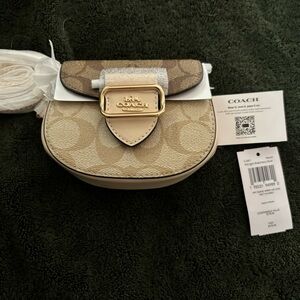 Coach Morgan Card Case On A Chain Blocked Signature Canvas Crossbody ~NWT~ CJ541
